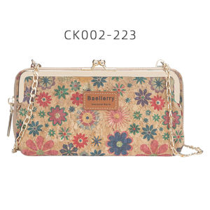 กระเป๋าสะพายข้างแบบสะพายข้างสำหรับผู้หญิงในช่วงฤดูร้อน กระเป๋าใส่โทรศัพท์มือถือแบบสะพายข้างแบบยาวพร้อมซิป กระเป๋าสะพายข้างแบบยาวพร้อมโซ่ลายไม้