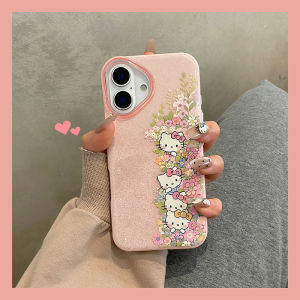 Cute KT Cat Phone Case for  15 14 13 16Pro Max Girls Protective Anti-Fall Cover Silicone Material Ins Style Cartoon Design