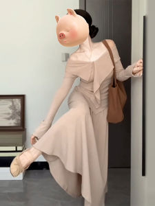 ZHENMANZI | Bộ Đầm Len Xếp Ly Elegance Thời Trang Hàn Quốc Mùa Thu
