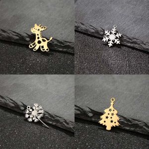 5 Chiếc Mặt Dây Chuyền Hình Tuần Lộc Giáng Sinh Và Bông Tuyết Bằng Thép Không Gỉ Để Làm Đồ Trang Sức Tự Chế Vòng Cổ Vòng Tay Giáng Sinh