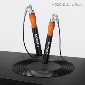 MOGOLD Metal Wire Jump Rope – Black Non-slip Handles High-quality & Durable Professional Fitness & Weight Loss Rope