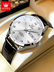 OLEVS | Automatic Mens Watch Leather Strap Dual Calendar