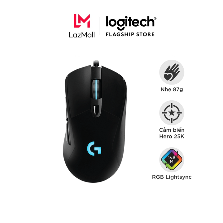Chuột game có dây RGB Logitech G403 Hero - cảm biến 25k, công thái học, nhẹ 87g, 6 nút lập trình