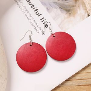 Retro Wooden Earrings Exaggerated Holiday Womens Fashion Jewelry Fresh out Ethnic Style Freshly Made Handmade Plant Floral
