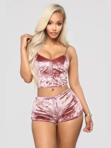 V-neck Strap Top and Shorts Two-Piece Set Sling Tops Shorts Two-piece Set