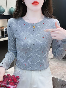 Fashionable Long Sleeve round Neck Base Shirt Womens Slim Fit Stylish T-Shirt Cotton Polyester Blend Commute Style Print Design