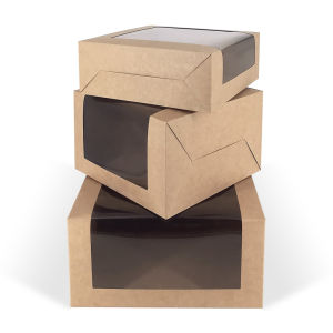 Store Age [5pcs/10pcs] Top & L Shape Window Cake Box Pastry Box Full Moon Box (Food Grade Brown Kraft)