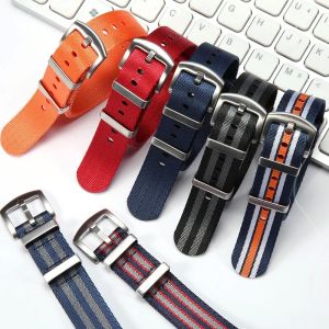 Premium Nylon Watch Band 18mm 20mm 22mm 24mm Wristband Strap Stainless Steel Square Pin Buckle Soft Smooth Cloth Bracelet