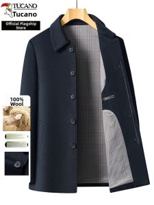TUCANO | Double-faced Wool Mid-length Coat For Dad Warm