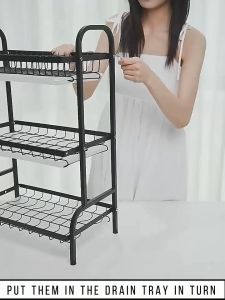 Stainless Steel Dish Rack Dish Drying Rack Kitchen Plate Storage Rack Rak Pinggan Mangkuk Rak Sinki Dapur 碗碟收納架