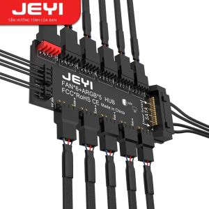 Jeyi 4pin PWM & 5V 3pin argb với SATA 15pin điện 5 cách Sync Fan Hub CPU Quạt làm mát địa chỉ RGB chiếu sáng PCB Splitter
