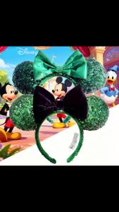 Potdemiel | Luxury Green Mickey Mouse Ear Headbands Glitter Princess Party Decoration Cosplay Hair Accessories Hairband for girl Women Adult