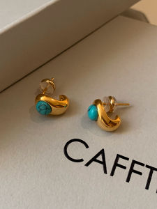 CAFFTI | Elegant Light Luxury Green Natural Stone Teardrop Earrings