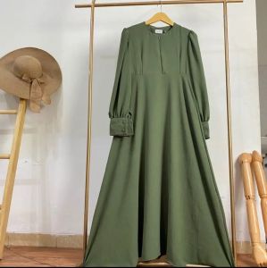 DRESS GAMIS CRINKLE AIRFLOW PESTA LENGAN BALON BUSUI FRIENDLY