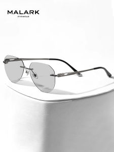MALARK | Ultra-light Titanium Frameless Polarized Photochromic Driving Sunglasses