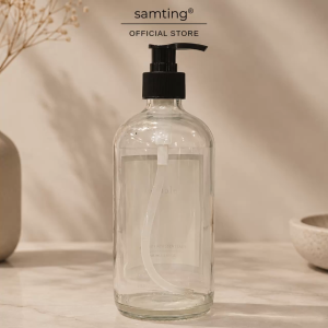 SAMTING PH Elegant Soap Dispenser - Clear GLASS bottle with pump 500ML no label