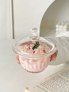 Glass with Lid Dessert Bowl For Home Girls Exquisite Fancy Transparent Frosted Blossom Snack Bowl Tremella a Kind of Semi-Transparent White Fungus Sugar Water Cubilose Pot