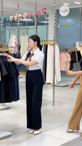 [MUA 2 GIẢM 25K] Quần tây nữ ống suông kiểu lưng cao phối dây kiểu thắt nơ dài 100cm có túi thời trang GUMAC LQF0413  - LQF1012