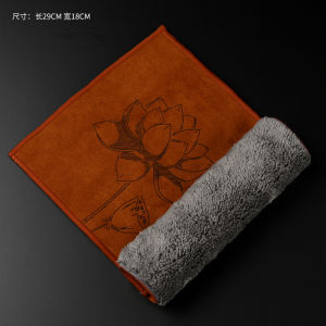 Jinge Tea Towel Absorbent Thickened Cotton and Linen Chinese Style Yixing Clay Teapots Japanese Style Thickened Square Cotton Small Tea Cloth Simple Zen