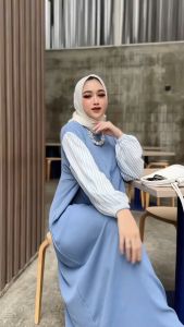 (BISA COD) LISHA DRESS GAMIS WANITA KOMBINASI KATUN GLOW SALUR JUMBO BUSUI FRIENDLY KEINGKEL PREMIUM