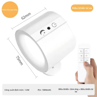 Đèn Tường LED Sạc Lại Được 3 Màu Điều Khiển Cảm Ứng 360 Độ ° Đèn Treo Tường Phòng Ngủ Phòng Khách Phong Cách Hiện Đại Có Thể Xoay Được Với Điều Khiển Từ Xa