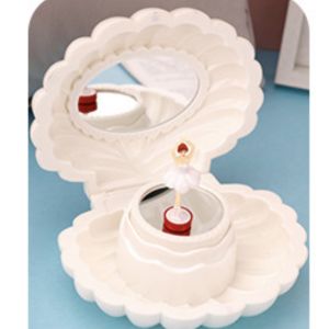 Shi Dancing Ballerina Girl Music Box Glowing Makeup Mirror Shell Eight-Track Music Box Cute Female Childrens Toy Plastic Material