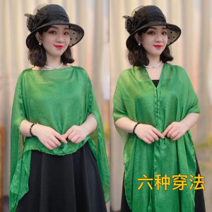 ผ้าพันคอผู้หญิงสไตล์เกาหลีฤดูร้อน ผ้าพันคอผ้าชีฟองสีพื้นแบบสวมหัวสำหรับการเดินทาง ผ้าคลุมไหล่แฟชั่นอเนกประสงค์