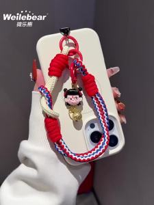 哪吒魔童手机挂绳手腕绳腕带编织卡通钥匙扣包包学生挂件防掉挂链Nezha Magic Childrens Mobile Phone Hanging Rope Wrist Strap Wristband Weaving Cartoon Keychain Bag Student Pendant Anti Falling Hanging Chain