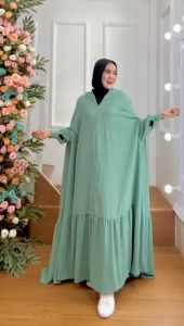 BISA COD Hijab Syari Jubah Non Pet Kode LONGRUT Bahan Kringkel Premium By Ory AjeZas Collection