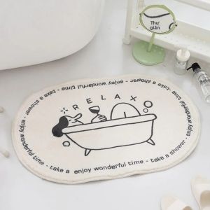 VIKAMA Hoạt Hình Hình Bầu Dục Thảm Nhà Tắm Mềm Mại Chống Trơn Trượt Tắm Bồn Tắm Lối Vào Thảm Chùi Chân Cho Phòng Khách Phòng Ngủ Trang Trí Nhà Polyester