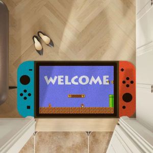 Adorable Entrance Mat Home Use Anti-Slip Door Mat Foyer Rug Large Size PVC Material Cartoon Animation Design Modern Simple Style
