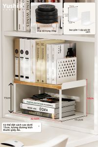 YUSHIJIA | Giá Sách Gỗ Đa Tầng với Giá Đựng Bàn