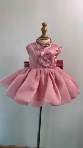 2813 Baby Girl Princess Dress Floral Girl Dress For Wedding Bowknot Christening Dress Gown For Kids