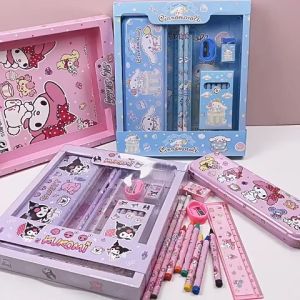 Sanrio Stationery Set with Gift Box Student Pencil Pencil CaseRuler Crayons for School Supplies