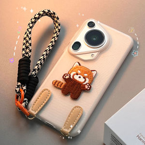 Cute Embroidered Panda Phone Case for Huawei Pura70 Ultra Protective Transparent Shell Anti-Fall Fashionable Lanyard Accessory