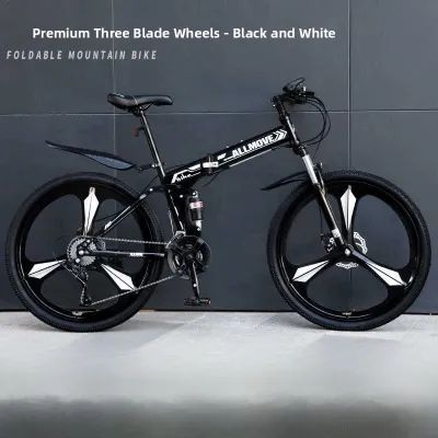 Icolou Folding Mountain Bike Adult Mens Off-Road Shock Absorption Single Speed Racing Bike for Students Women Carbon Steel Frame