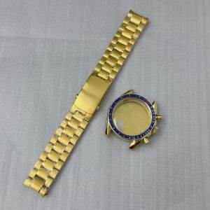 Rose Gold Multifunctional 39.7mm Watch Case for Japan Seko VK63A Quartz Movement Parts Fits 20mm Steel Band Case with Bezel