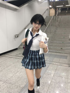 Original Mars Home JK Uniform Set with Elastic Waist Shirt And Blue Plaid Skirt Half-length Womens Style High-waisted A-line Skirt