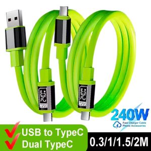 240W Power Display Type C To Type C Super Fast Charging Green Cable Universal High Power Charger USB Cord