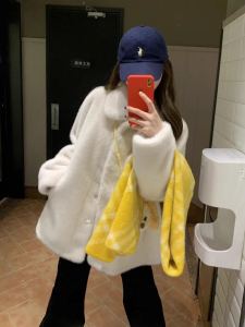 Eco-Friendly Womens Winter Coat Mink Velvet Integrated Fur Cotton Jacket Young Warm Korean Style Long Sleeve Hooded Coat