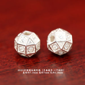 925 Sterling Silver Vintage Thai Silver Antique Look Octagonal Beads DIY Buddhist Prayer Beads Bracelet Sweater Chain Accessories