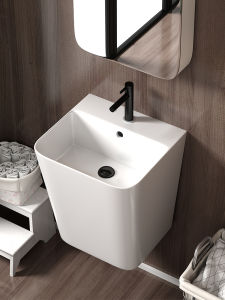 Wall-Mounted Ceramic Wash Basin Luxury Column Basin Bathroom Sink for Home Use And Homestay Single Hole Faucet Opening