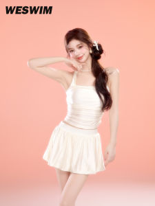 Womens Bikini Swimsuit Pure Desire White Asymmetrical Mini Chest Covering Belly Thermal Beach Photography Beautiful New Model