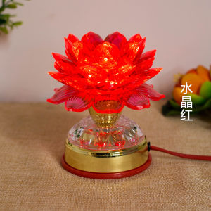 LED Buddha Lamp Crystal Lotus Lamp Long Burning Battery Powered Electric Plug in Home Use Lotus Flower Lamp Festival Supplies