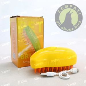 SEMPATI Sikat Uap Kucing Bentuk Mangga 3 In 1 Sikat Mandi Kucing Elektrik Set USB Silikon Sisir Semprot Mandi Kucing Cat Kitten Adult Anabul Pet Brush Spray Sikat Rambut Bulu Kucing Eletrik Sisir Pijat Uap Pet Grooming