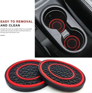 2pcs Non-Slip Car Cup Holder Coasters Silicone Insulated Mats Universal Fit For Vehicle Waterproof Anti-Slip Accessory Cup