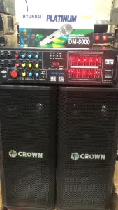 Original Crown BF-663 3-Way Karaoke Baffles & 300W Homevision Amplifier