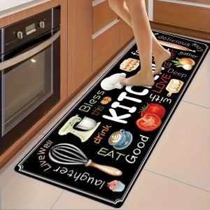 VIKAMA Retro Kitchen Mat Non Slip Washable Carpet Baking Tool Design Rug for Hallway Entryway Laundry Room Farmhouse Home Decor