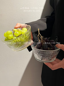 Korean Style Glass Bowl for Home Breakfast Oats Fruit Salad Ice Cream Bowl Swallows Nest Hammered Pattern Dessert Bowl