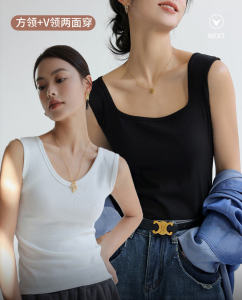 เสื้อกั๊กแขนกุดคอเหลี่ยมสำหรับผู้หญิงในฤดูร้อน เสื้อคลุมแบบลำลอง ทรงเข้ารูป เสื้อชั้นในแบบสายเดี่ยว แขนกุด เสื้อคลุมกันหนาว